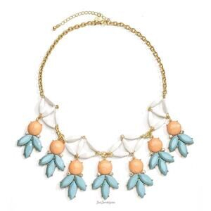 Just Jewelry Blue, white and orange statement necklace